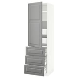 SEKTION / MAXIMERA High cab w door/3 fronts/5 drawers, white/Bodbyn gray, 24x24x80 "