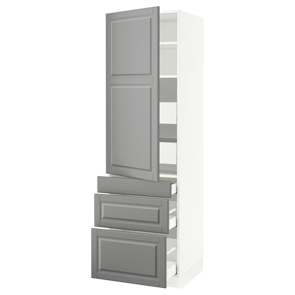 SEKTION / MAXIMERA High cab w door/3 fronts/5 drawers, white/Bodbyn gray, 24x24x80 "