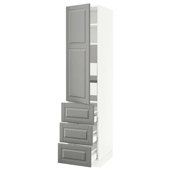SEKTION / MAXIMERA High cab w door/3 fronts/5 drawers, white/Bodbyn gray, 18x24x80 "