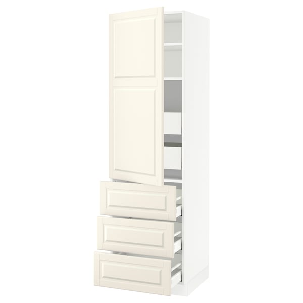 SEKTION / MAXIMERA High cab w door/3 fronts/5 drawers, white/Bodbyn off-white, 24x24x80 "