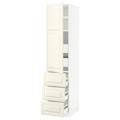 SEKTION / MAXIMERA High cab w door/3 fronts/5 drawers, white/Bodbyn off-white, 18x24x80 "