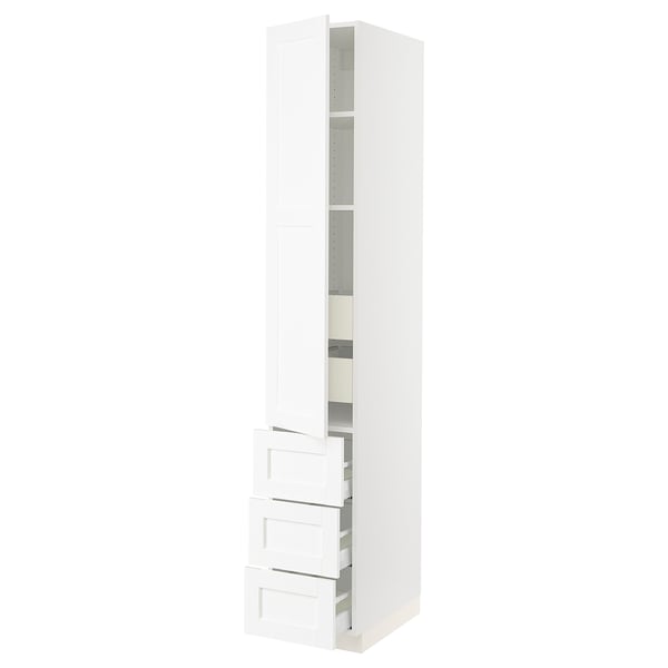 SEKTION / MAXIMERA High cab w door/3 fronts/5 drawers, white Enköping/white wood effect, 15x24x90 "