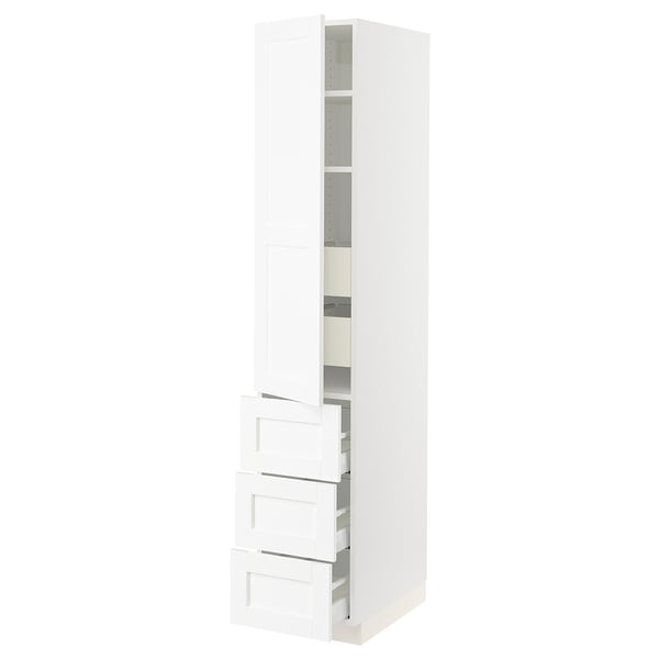 SEKTION / MAXIMERA High cab w door/3 fronts/5 drawers, white Enköping/white wood effect, 15x24x80 "