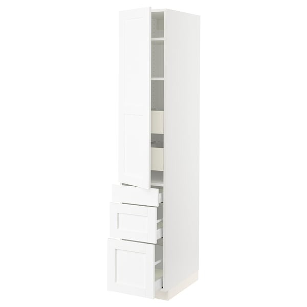 SEKTION / MAXIMERA High cab w door/3 fronts/5 drawers, white Enköping/white wood effect, 15x24x80 "