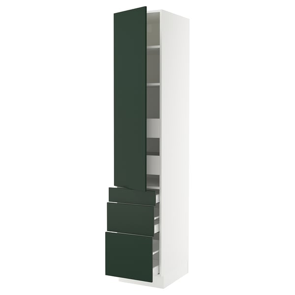 SEKTION / MAXIMERA High cab w door/3 fronts/5 drawers, white/Havstorp deep green, 18x24x90 "