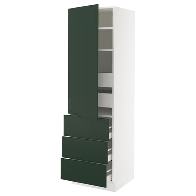 SEKTION / MAXIMERA High cab w door/3 fronts/5 drawers, white/Havstorp deep green, 24x24x80 "