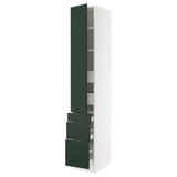 SEKTION / MAXIMERA High cab w door/3 fronts/5 drawers, white/Havstorp deep green, 15x24x90 "