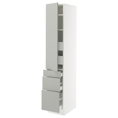 SEKTION / MAXIMERA High cab w door/3 fronts/5 drawers, white/Havstorp light gray, 15x24x80 "