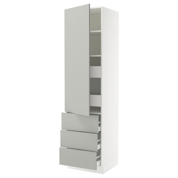 SEKTION / MAXIMERA High cab w door/3 fronts/5 drawers, white/Havstorp light gray, 24x24x90 "