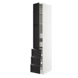 SEKTION / MAXIMERA High cab w door/3 fronts/5 drawers, white/Lerhyttan black stained, 15x24x90 "