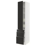 SEKTION / MAXIMERA High cab w door/3 fronts/5 drawers, white/Nickebo matt anthracite, 18x24x90 "