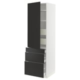 SEKTION / MAXIMERA High cab w door/3 fronts/5 drawers, white/Nickebo matt anthracite, 24x24x80 "