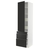 SEKTION / MAXIMERA High cab w door/3 fronts/5 drawers, white/Nickebo matt anthracite, 24x24x90 "