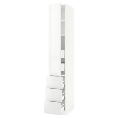 SEKTION / MAXIMERA High cab w door/3 fronts/5 drawers, white/Ringhult white, 15x24x90 "