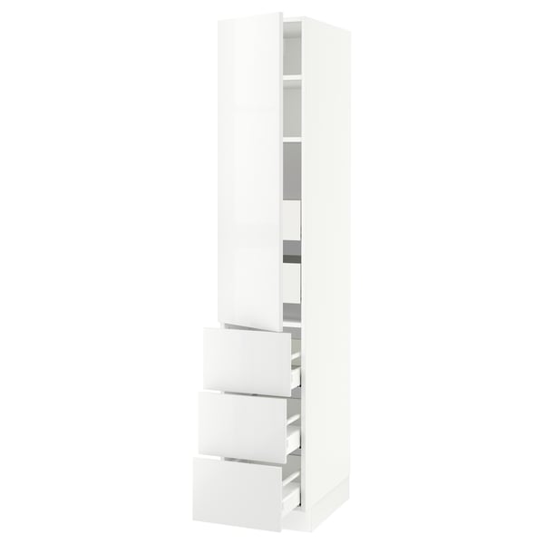 SEKTION / MAXIMERA High cab w door/3 fronts/5 drawers, white/Ringhult white, 15x24x80 "