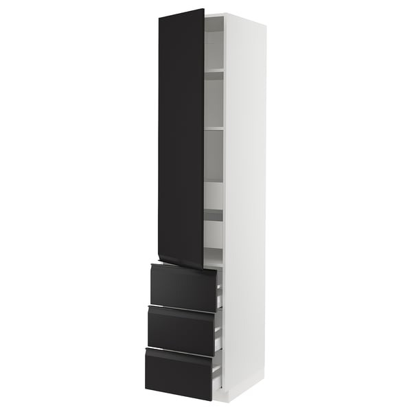 SEKTION / MAXIMERA High cab w door/3 fronts/5 drawers, white/Upplöv matt anthracite, 18x24x90 "