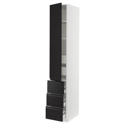SEKTION / MAXIMERA High cab w door/3 fronts/5 drawers, white/Upplöv matt anthracite, 15x24x90 "