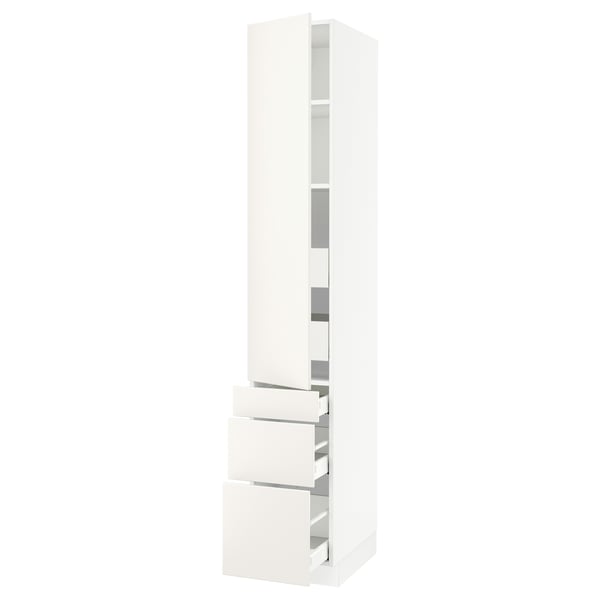 SEKTION / MAXIMERA High cab w door/3 fronts/5 drawers, white/Veddinge white, 15x24x90 "