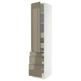SEKTION / MAXIMERA High cab w door/3 fronts/5 drawers, white/Voxtorp high-gloss dark grey-brown, 18x24x90 "