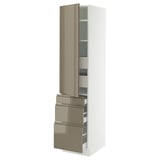 SEKTION / MAXIMERA High cab w door/3 fronts/5 drawers, white/Voxtorp high-gloss dark grey-brown, 18x24x80 "