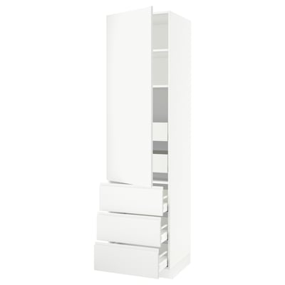 SEKTION / MAXIMERA High cab w door/3 fronts/5 drawers, white/Voxtorp matt white, 24x24x90 "