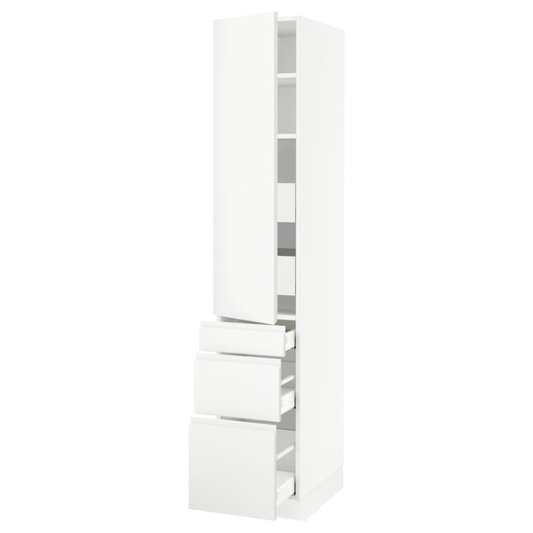 SEKTION / MAXIMERA High cab w door/3 fronts/5 drawers, white/Voxtorp matt white, 15x24x80 "