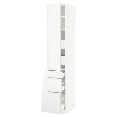 SEKTION / MAXIMERA High cab w door/3 fronts/5 drawers, white/Voxtorp matt white, 15x24x80 "