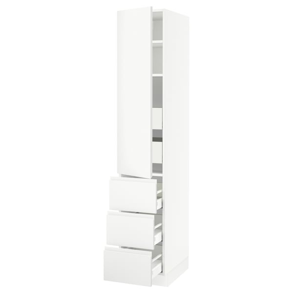 SEKTION / MAXIMERA High cab w door/3 fronts/5 drawers, white/Voxtorp matt white, 15x24x80 "