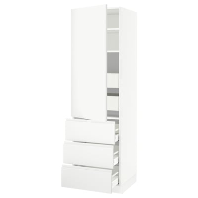 SEKTION / MAXIMERA High cab w door/3 fronts/5 drawers, white/Voxtorp matt white, 24x24x80 "