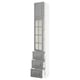 SEKTION / MAXIMERA High cab w glass dr/3 drwrs/1 door, white/Bodbyn gray, 15x15x90 "