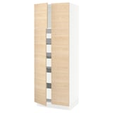 SEKTION / MAXIMERA High cabinet w 4 doors/5 drawers, white/Askersund light ash effect, 30x24x80 "
