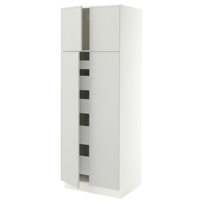 SEKTION / MAXIMERA High cabinet w 4 doors/5 drawers, white/Aspudden light gray, 30x24x80 "