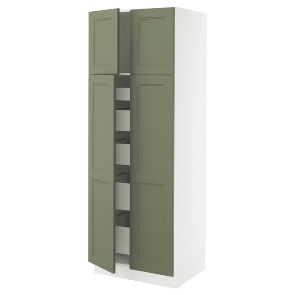 SEKTION / MAXIMERA High cabinet w 4 doors/5 drawers, white/Axstad gray-green, 30x24x80 "