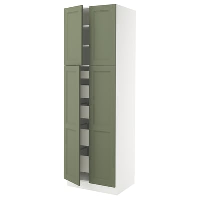 SEKTION / MAXIMERA High cabinet w 4 doors/5 drawers, white/Axstad gray-green, 30x24x90 "