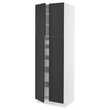SEKTION / MAXIMERA High cabinet w 4 doors/5 drawers, white Axstad/matte blue, 30x24x90 "