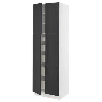 SEKTION / MAXIMERA High cabinet w 4 doors/5 drawers, white Axstad/matte blue, 30x24x90 "