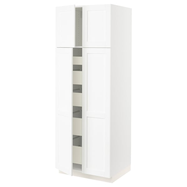 SEKTION / MAXIMERA High cabinet w 4 doors/5 drawers, white Enköping/white wood effect, 30x24x80 "