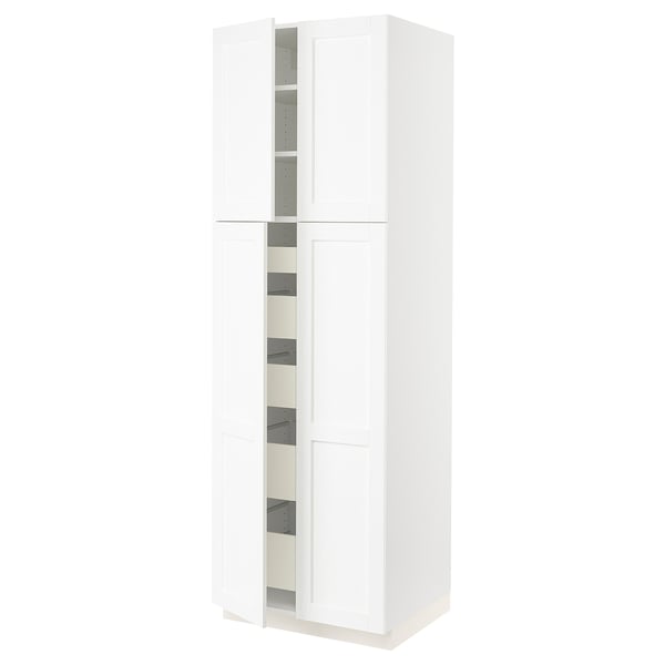 SEKTION / MAXIMERA High cabinet w 4 doors/5 drawers, white Enköping/white wood effect, 30x24x90 "