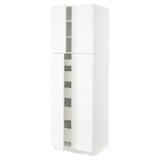 SEKTION / MAXIMERA High cabinet w 4 doors/5 drawers, white Enköping/white wood effect, 30x24x90 "