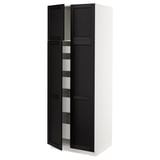 SEKTION / MAXIMERA High cabinet w 4 doors/5 drawers, white/Lerhyttan black stained, 30x24x80 "