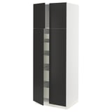 SEKTION / MAXIMERA High cabinet w 4 doors/5 drawers, white/Nickebo matt anthracite, 30x24x80 "