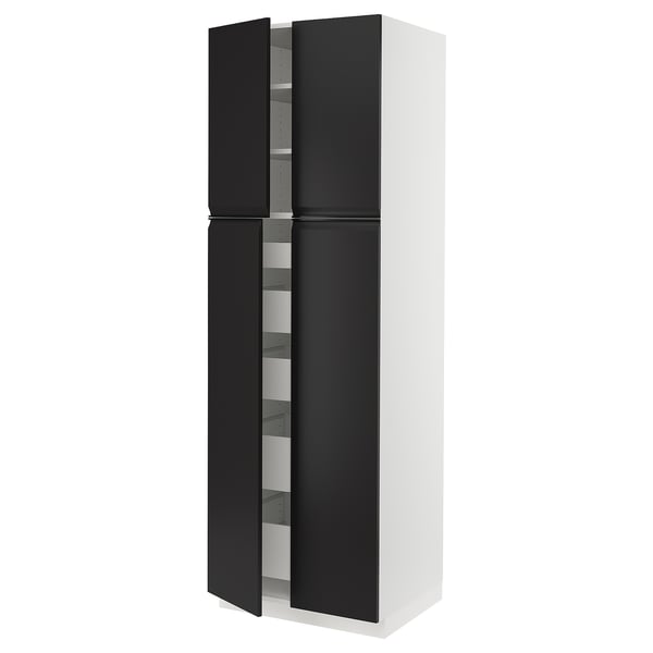 SEKTION / MAXIMERA High cabinet w 4 doors/5 drawers, white/Upplöv matt anthracite, 30x24x90 "