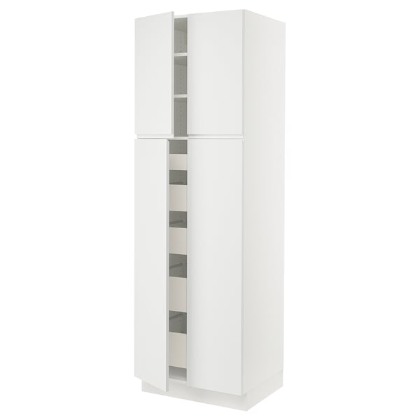 SEKTION / MAXIMERA High cabinet w 4 doors/5 drawers, white/Voxtorp matt white, 30x24x90 "