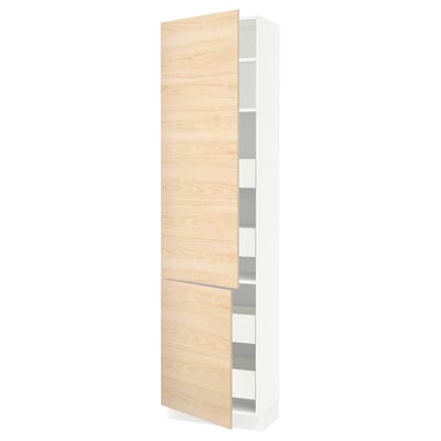 SEKTION / MAXIMERA High cb w 2 doors/shelves/4 drawers, white/Askersund light ash effect, 24x15x90 "