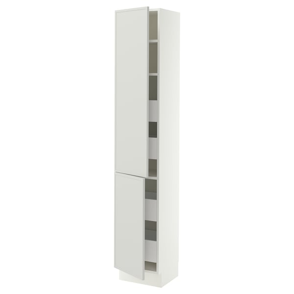 SEKTION / MAXIMERA High cb w 2 doors/shelves/4 drawers, white/Aspudden light gray, 15x15x80 "