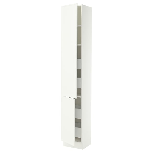 SEKTION / MAXIMERA High cb w 2 doors/shelves/4 drawers, white/Aspudden matt white, 15x15x90 "