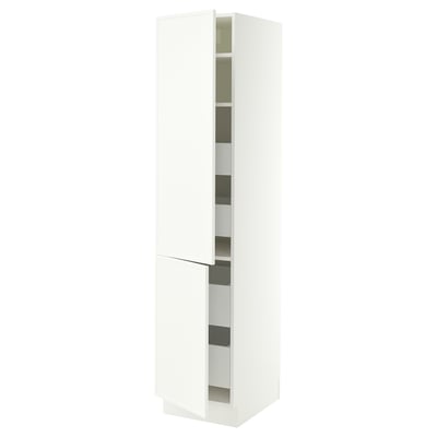 SEKTION / MAXIMERA High cb w 2 doors/shelves/4 drawers, white/Aspudden matt white, 18x24x80 "
