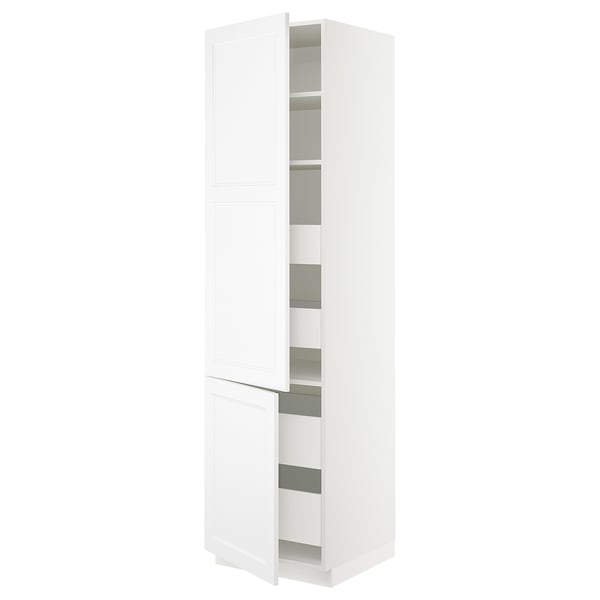 SEKTION / MAXIMERA High cb w 2 doors/shelves/4 drawers, white/Axstad matt white, 24x24x90 "