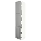 SEKTION / MAXIMERA High cb w 2 doors/shelves/4 drawers, white/Bodbyn gray, 18x24x90 "