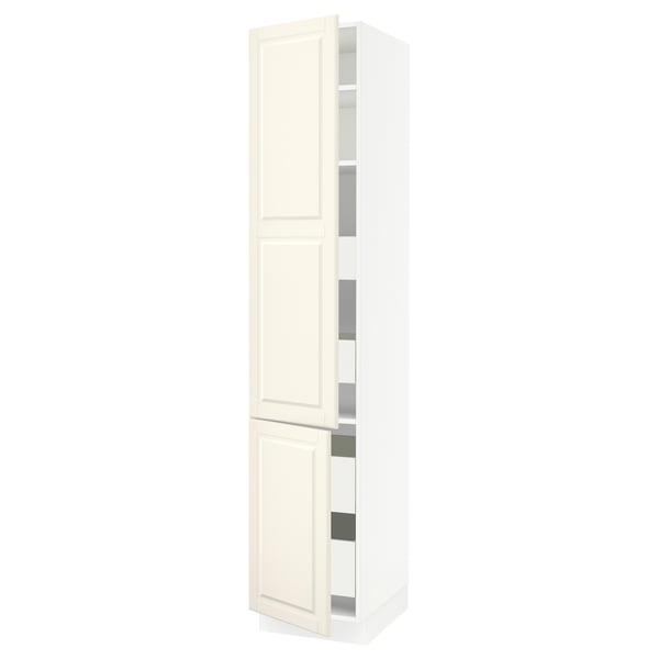 SEKTION / MAXIMERA High cb w 2 doors/shelves/4 drawers, white/Bodbyn off-white, 18x24x90 "